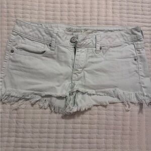 American Eagle Outfitters Women's Pale Blue Frayed Jean Shorts